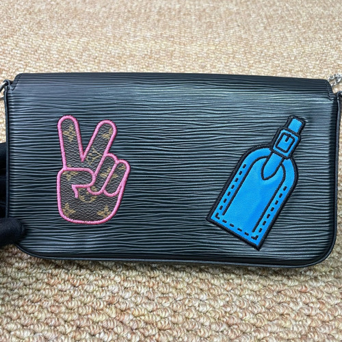 Louis Vuitton Pochette Felicie Chain Wallet Epi Black