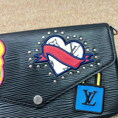 Louis Vuitton Pochette Felicie Chain Wallet Epi Black