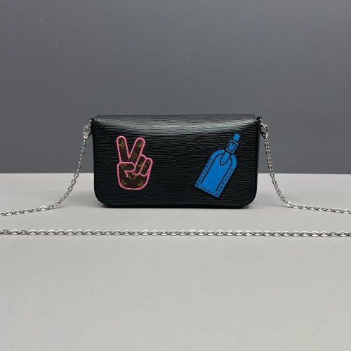 Louis Vuitton Pochette Felicie Chain Wallet Epi Black