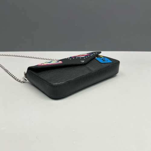 Louis Vuitton Pochette Felicie Chain Wallet Epi Black