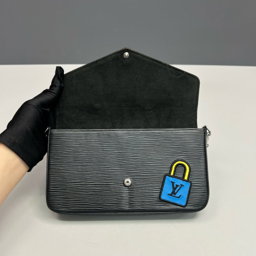Louis Vuitton Pochette Felicie Chain Wallet Epi Black