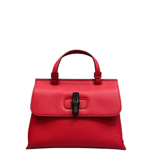 Gucci Small Bamboo Daily Top Handle Bag Calfskin Red