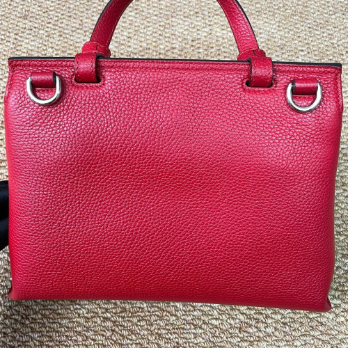 Gucci Small Bamboo Daily Top Handle Bag Calfskin Red