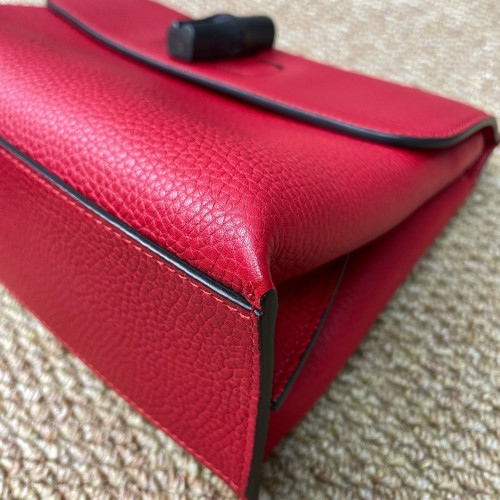 Gucci Small Bamboo Daily Top Handle Bag Calfskin Red