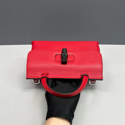 Gucci Small Bamboo Daily Top Handle Bag Calfskin Red