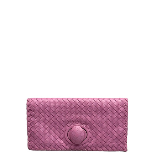 Bottega Veneta Clutch Calfskin Intrecciato Pink