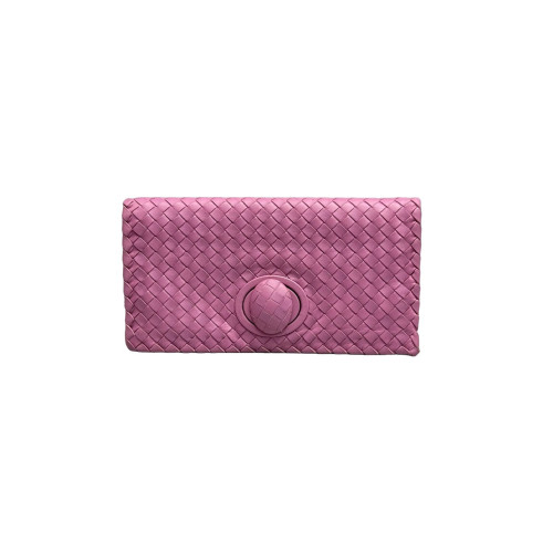 Bottega Veneta Clutch Calfskin Intrecciato Pink