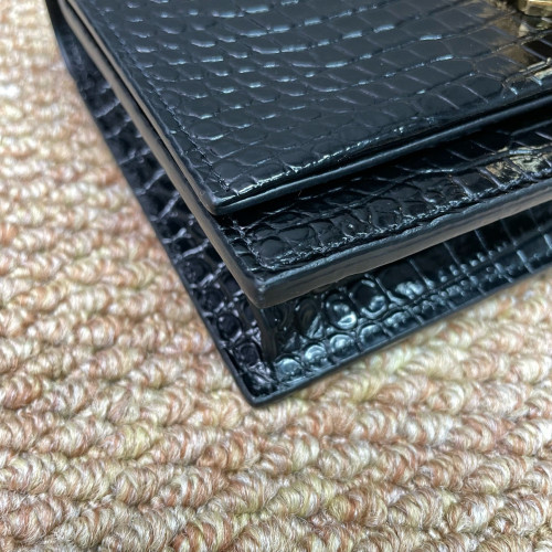 Yves Saint Laurent Small Kate Crossbody Bag Calfskin Crocodile Embossed Black