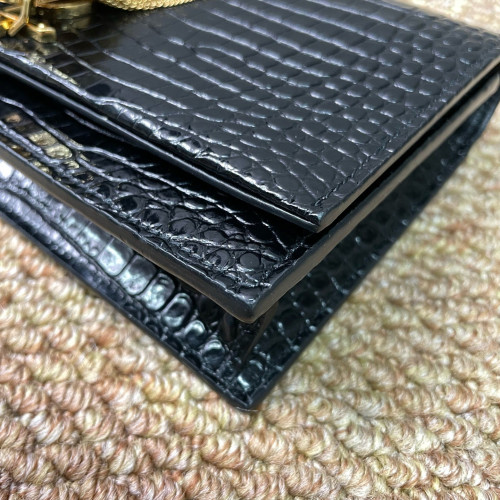 Yves Saint Laurent Small Kate Crossbody Bag Calfskin Crocodile Embossed Black