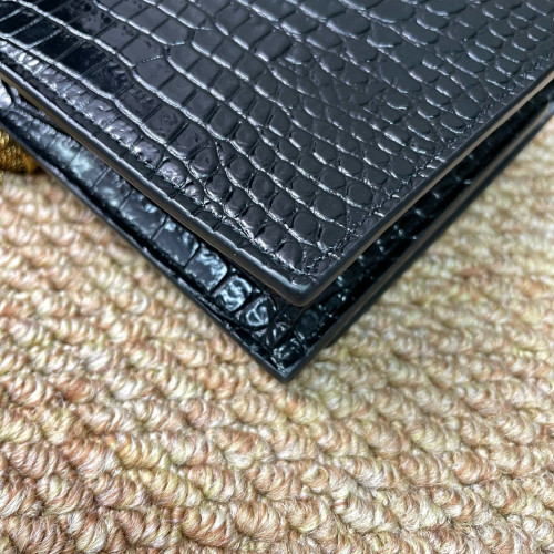 Yves Saint Laurent Small Kate Crossbody Bag Calfskin Crocodile Embossed Black