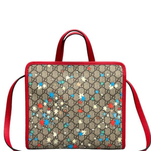 Gucci Children's Printed Tote Bag GG Supreme Monogram Beige Red Blue
