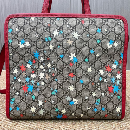 Gucci Children's Printed Tote Bag GG Supreme Monogram Beige Red Blue