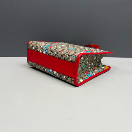 Gucci Children's Printed Tote Bag GG Supreme Monogram Beige Red Blue