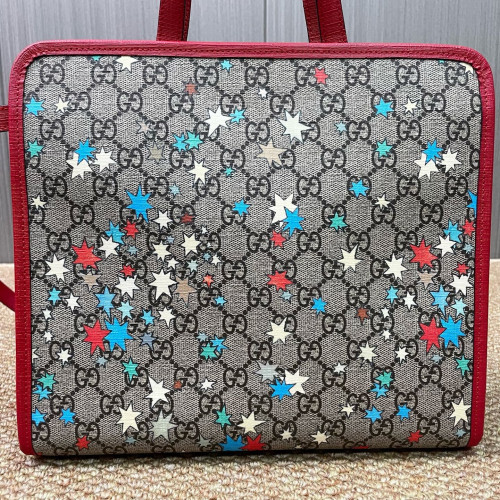 Gucci Children's Printed Tote Bag GG Supreme Monogram Beige Red Blue