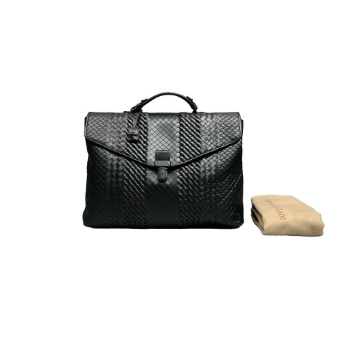 Bottega Veneta Briefcase Lambskin Intrecciato Nappa Black