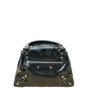 Balenciaga City Boston Bag Glazed Calfskin Black