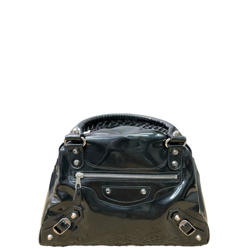 Balenciaga City Boston Bag Glazed Calfskin Black