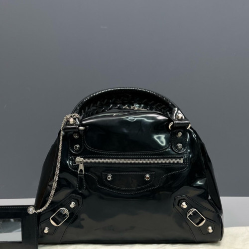 Balenciaga City Boston Bag Glazed Calfskin Black
