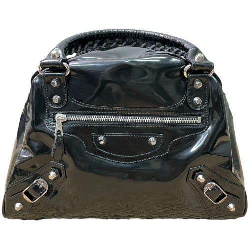 Balenciaga City Boston Bag Glazed Calfskin Black
