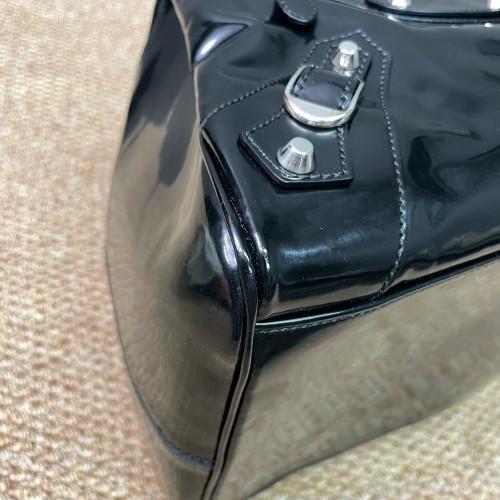 Balenciaga City Boston Bag Glazed Calfskin Black