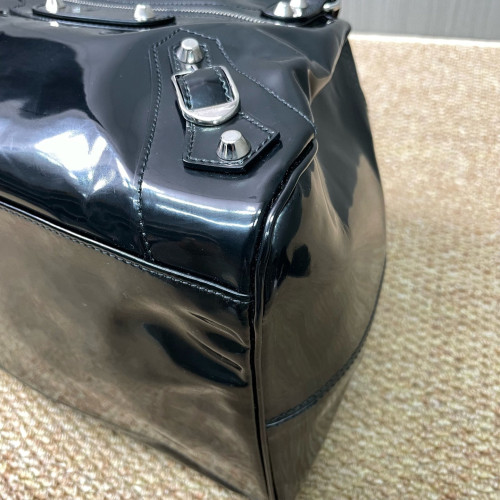 Balenciaga City Boston Bag Glazed Calfskin Black