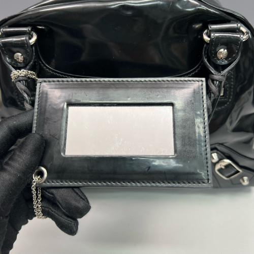 Balenciaga City Boston Bag Glazed Calfskin Black