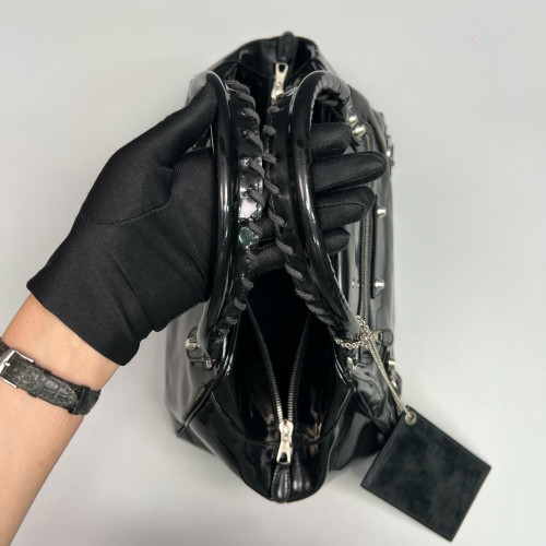 Balenciaga City Boston Bag Glazed Calfskin Black