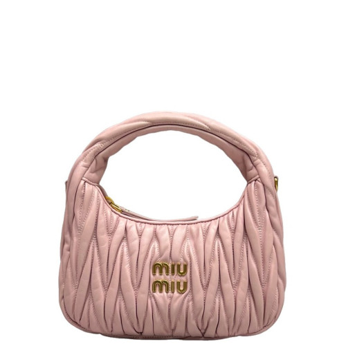 Miu Miu Mini Wander Hobo Crumpled Lambskin Pink