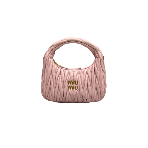 Miu Miu Mini Wander Hobo Crumpled Lambskin Pink