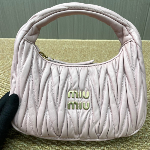 Miu Miu Mini Wander Hobo Crumpled Lambskin Pink
