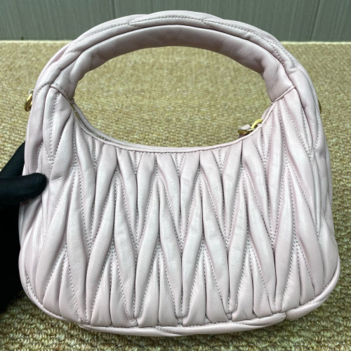 Miu Miu Mini Wander Hobo Crumpled Lambskin Pink