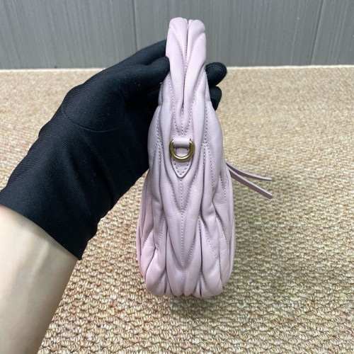 Miu Miu Mini Wander Hobo Crumpled Lambskin Pink