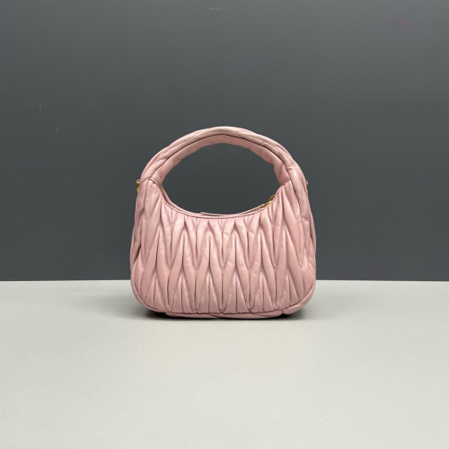 Miu Miu Mini Wander Hobo Crumpled Lambskin Pink