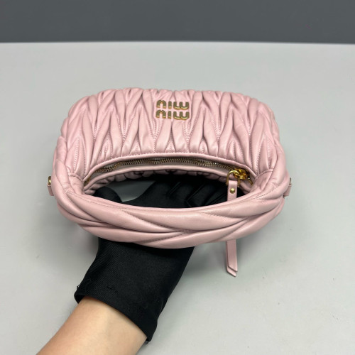 Miu Miu Mini Wander Hobo Crumpled Lambskin Pink