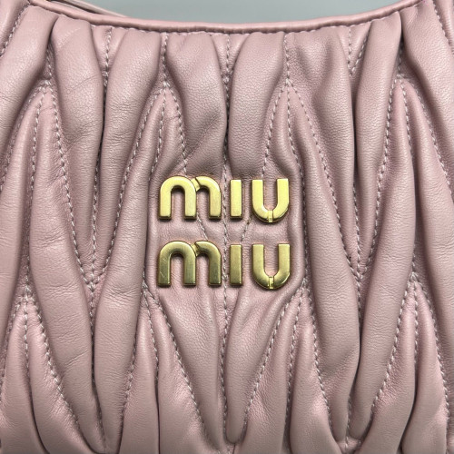Miu Miu Mini Wander Hobo Crumpled Lambskin Pink