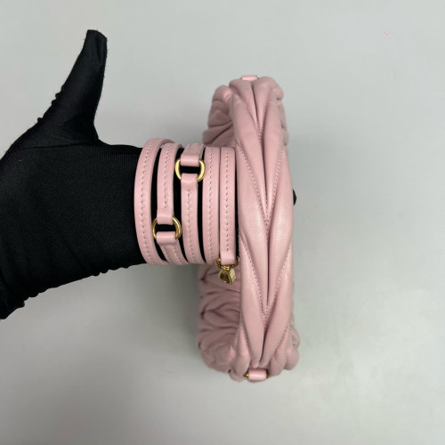 Miu Miu Mini Wander Hobo Crumpled Lambskin Pink