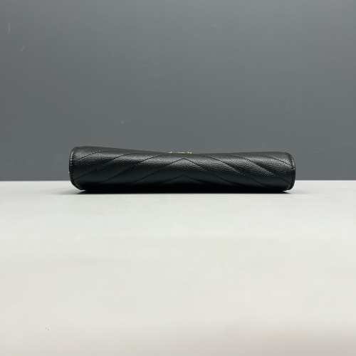 Yves Saint Laurent Envelope Wallet On Chain Shiny Caviar Calfskin Black