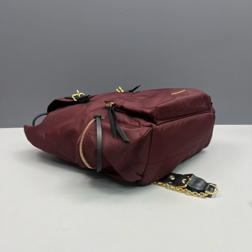 Burberry Medium Rucksack Backpack Nylon Calfskin Burgundy Black