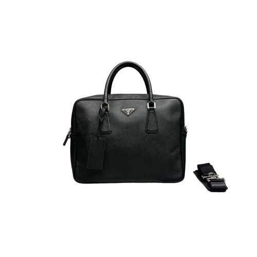 Prada Briefcase Saffiano Calfskin Black