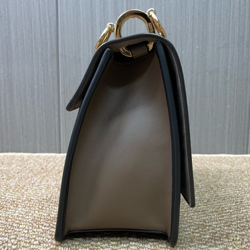 Fendi F Is Fendi Kan I Shoulder Bag Calfskin Embossed FF Brown Black Fendi F Is Fendi Kan I Shoulder Bag Calfskin Embossed FF Brown Black
