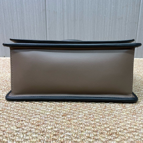 Fendi F Is Fendi Kan I Shoulder Bag Calfskin Embossed FF Brown Black Fendi F Is Fendi Kan I Shoulder Bag Calfskin Embossed FF Brown Black