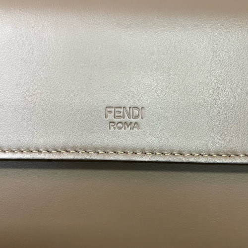 Fendi F Is Fendi Kan I Shoulder Bag Calfskin Embossed FF Brown Black Fendi F Is Fendi Kan I Shoulder Bag Calfskin Embossed FF Brown Black