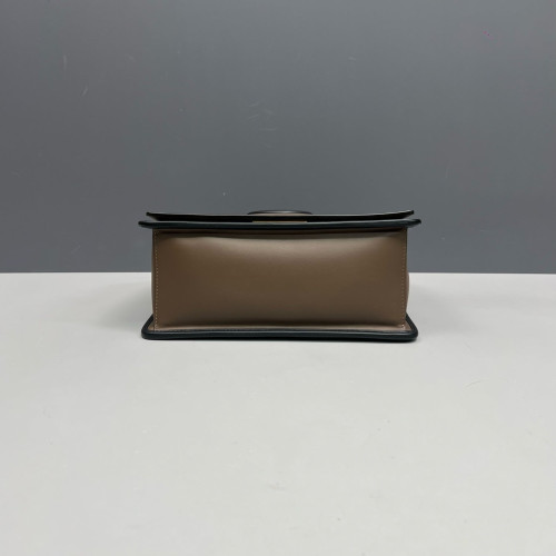 Fendi F Is Fendi Kan I Shoulder Bag Calfskin Embossed FF Brown Black Fendi F Is Fendi Kan I Shoulder Bag Calfskin Embossed FF Brown Black