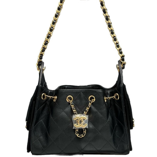Chanel Quilted Mini 25 Hobo Grained Calfskin Black