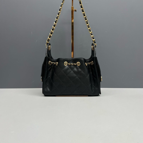 Chanel Quilted Mini 25 Hobo Grained Calfskin Black