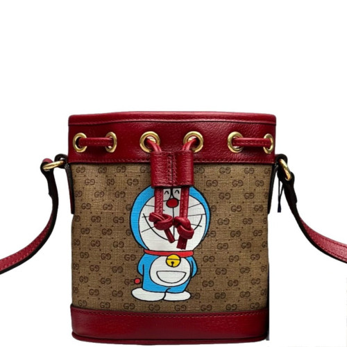 Gucci Mini Ophidia Bucket Bag GG Supreme Monogram Red Brown Blue
