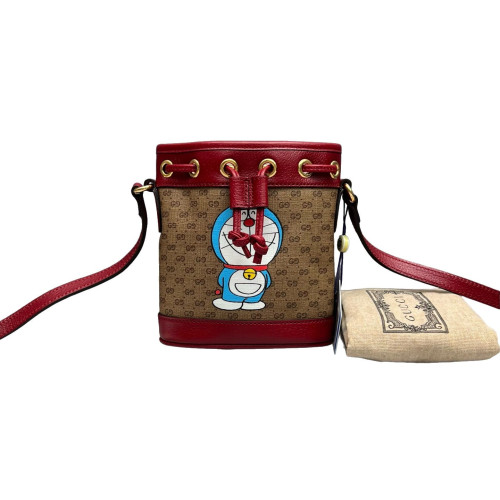 Gucci Mini Ophidia Bucket Bag GG Supreme Monogram Red Brown Blue