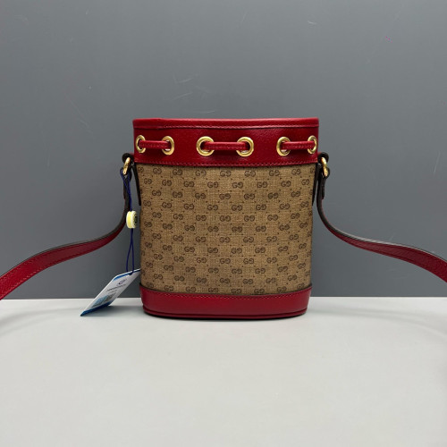 Gucci Mini Ophidia Bucket Bag GG Supreme Monogram Red Brown Blue