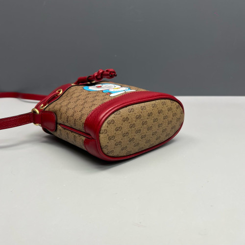 Gucci Mini Ophidia Bucket Bag GG Supreme Monogram Red Brown Blue