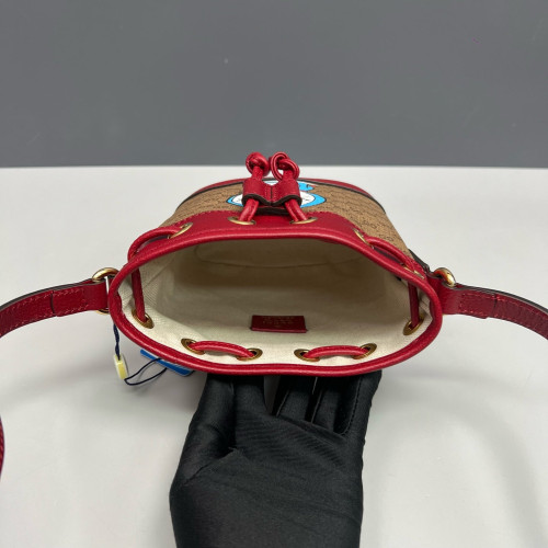 Gucci Mini Ophidia Bucket Bag GG Supreme Monogram Red Brown Blue